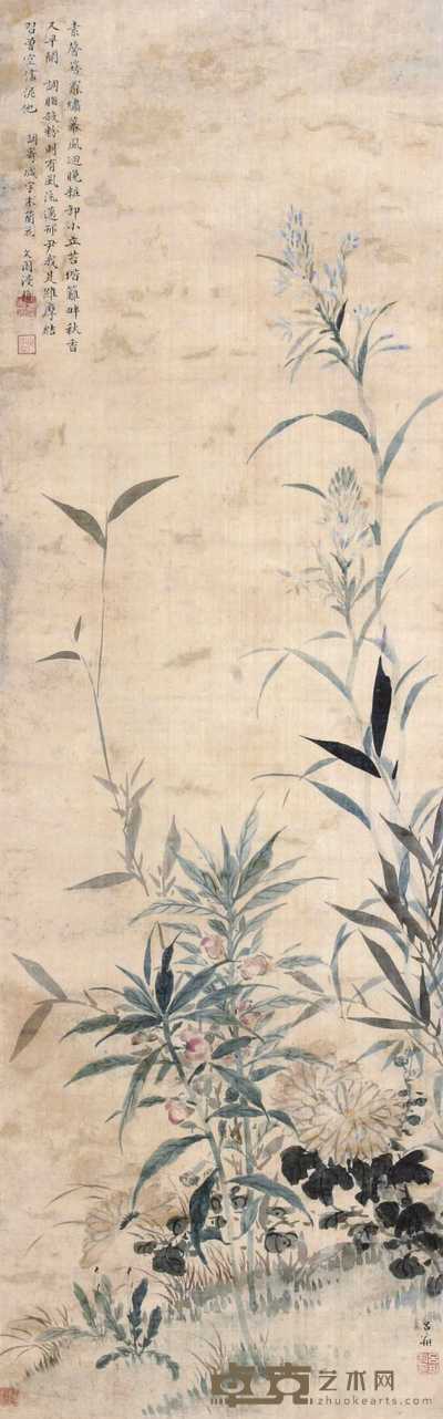 吕翔 花卉 立轴 97×30cm